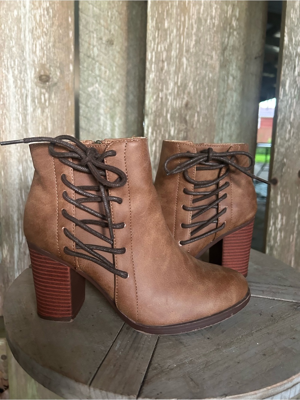 Lace brown booties